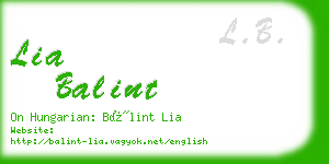 lia balint business card